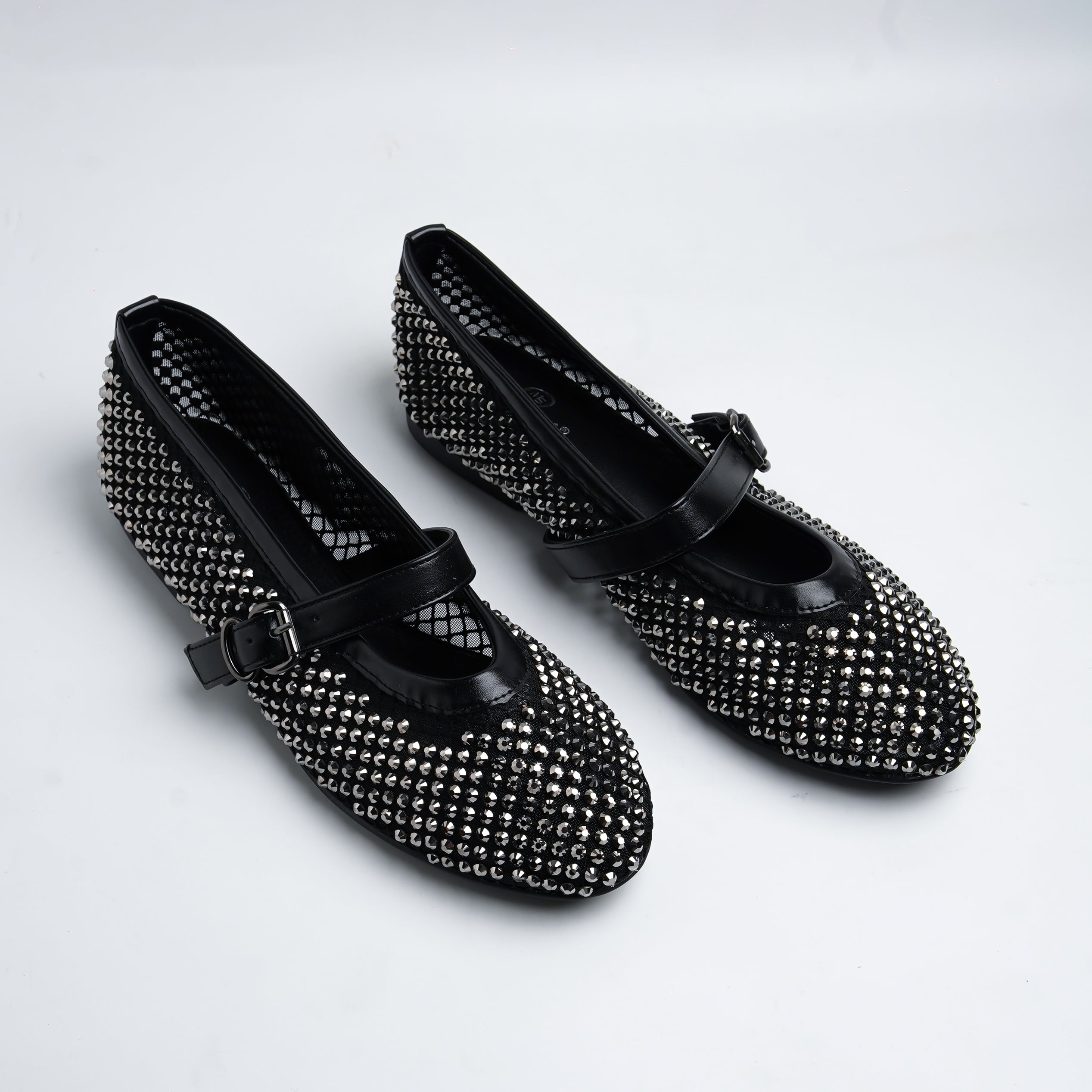 Rhinestone Mesh Mary Janes | Crystal Embellished Flats