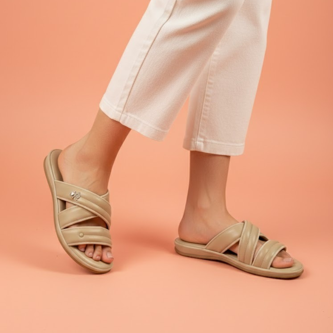 Alayna Fashion | Aura Anatomical T-Bar Slides – Adjustable Cork Footbed Sandals