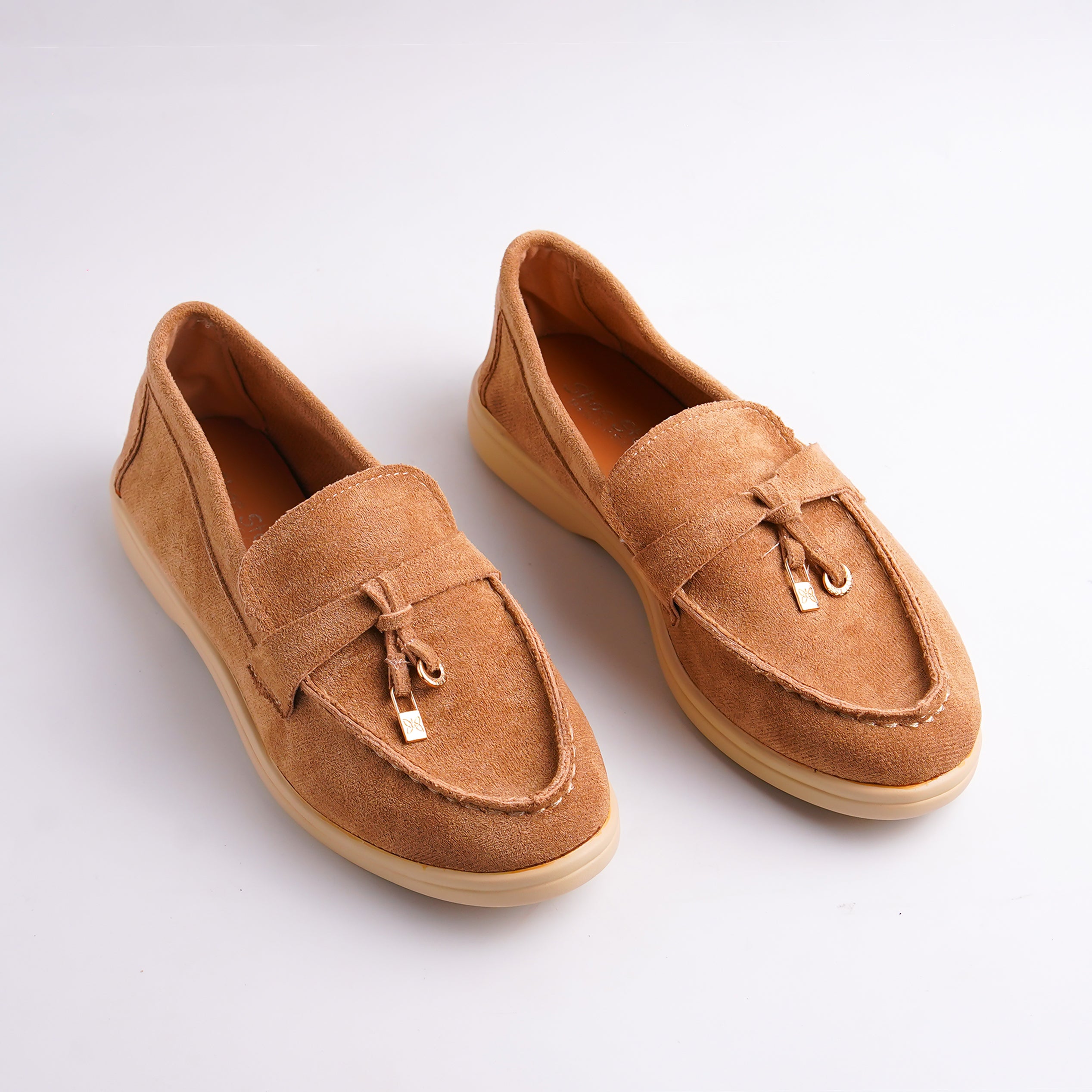 Alayna Fashion | Suede Tassel Loafers – Casual Slip-On Flats in Grey & Tan