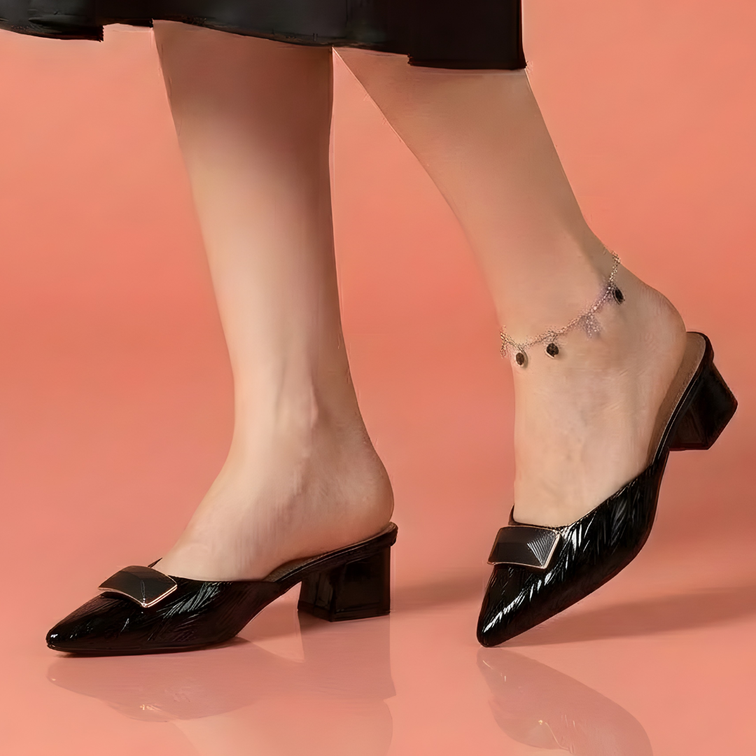 Alayna Fashion | Aura-Lux Gilded-Heels – Quilted Square-Toe Padded Sandals