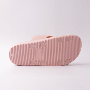 Bottom view of Pink Double Buckle Cloud Slide showing the thick, cushioned EVA sole.
