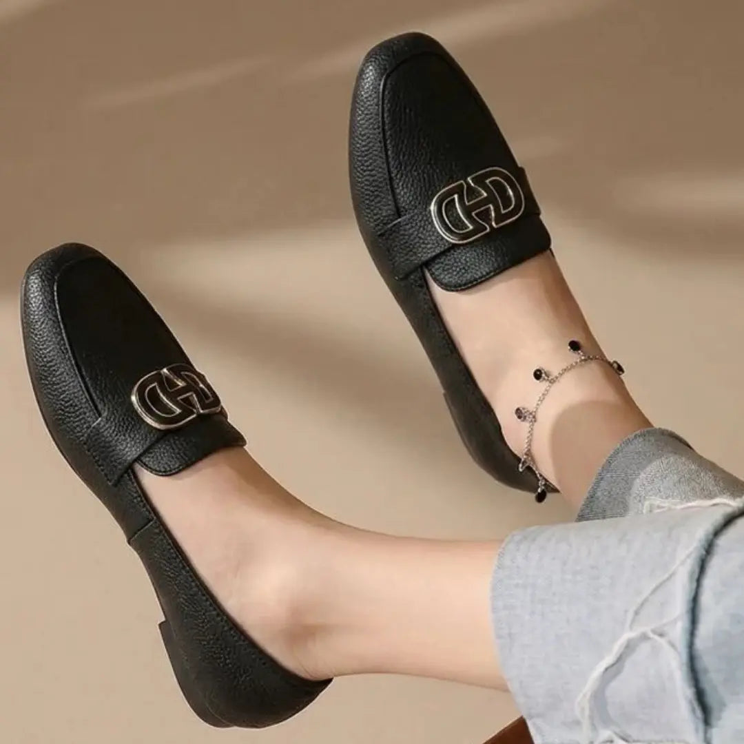 Alayna Fashion | The Sovereign Executive Loafers – Premium Pebble-Grain Buckle Loafers