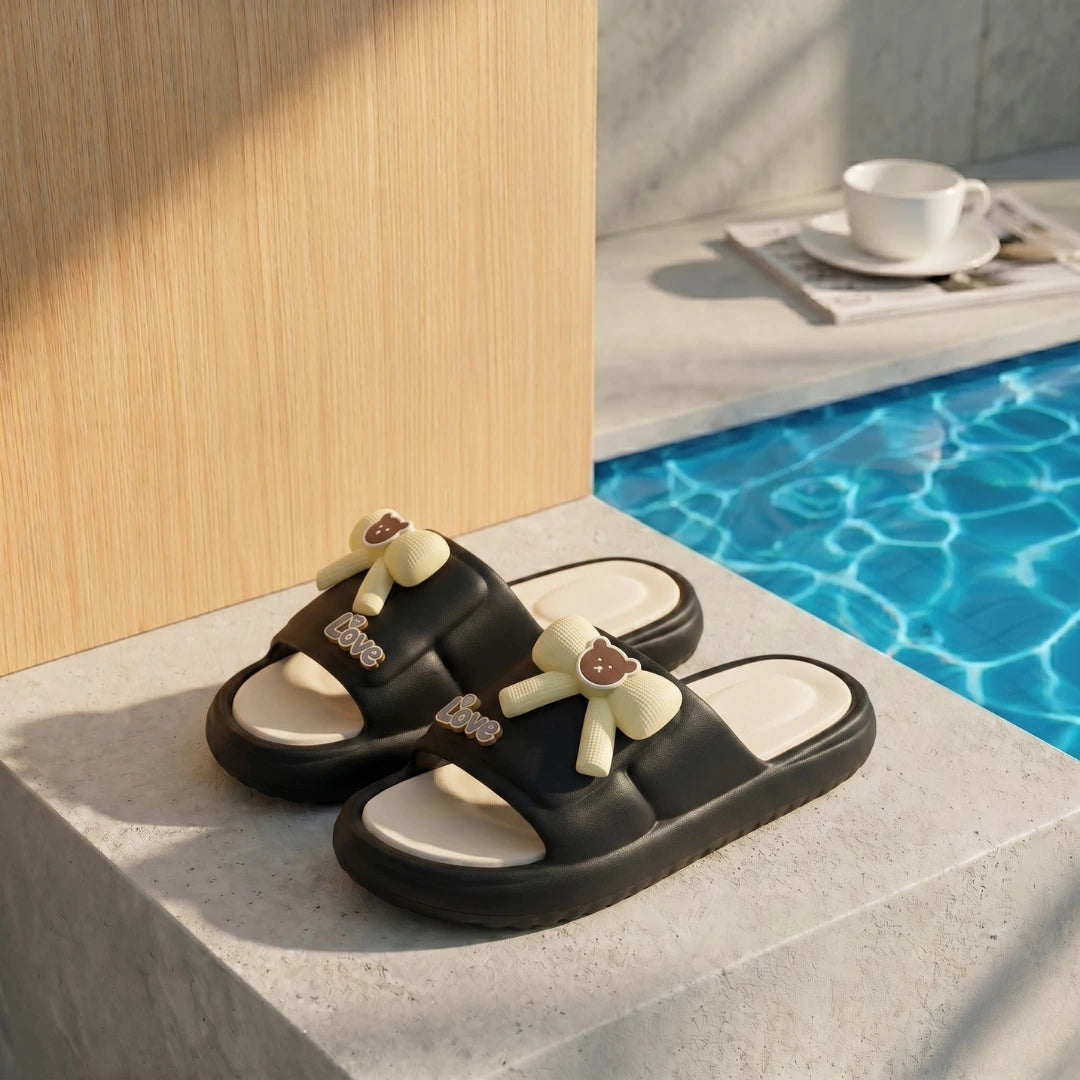 Alayna Fashion | Luxe Rhinestone Quilted Padded Platform Slides