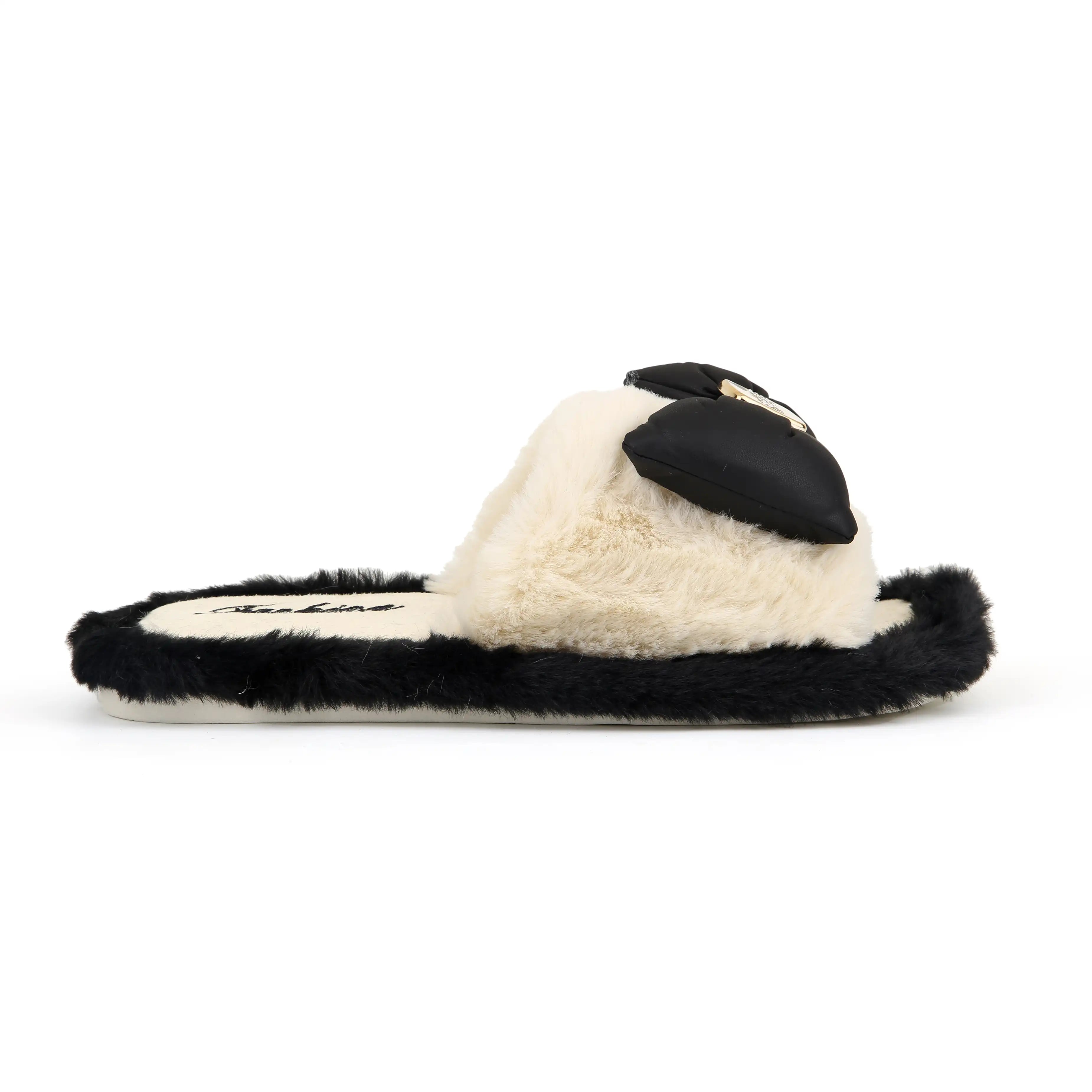 Winter Fur Slides FLS-715 - Black