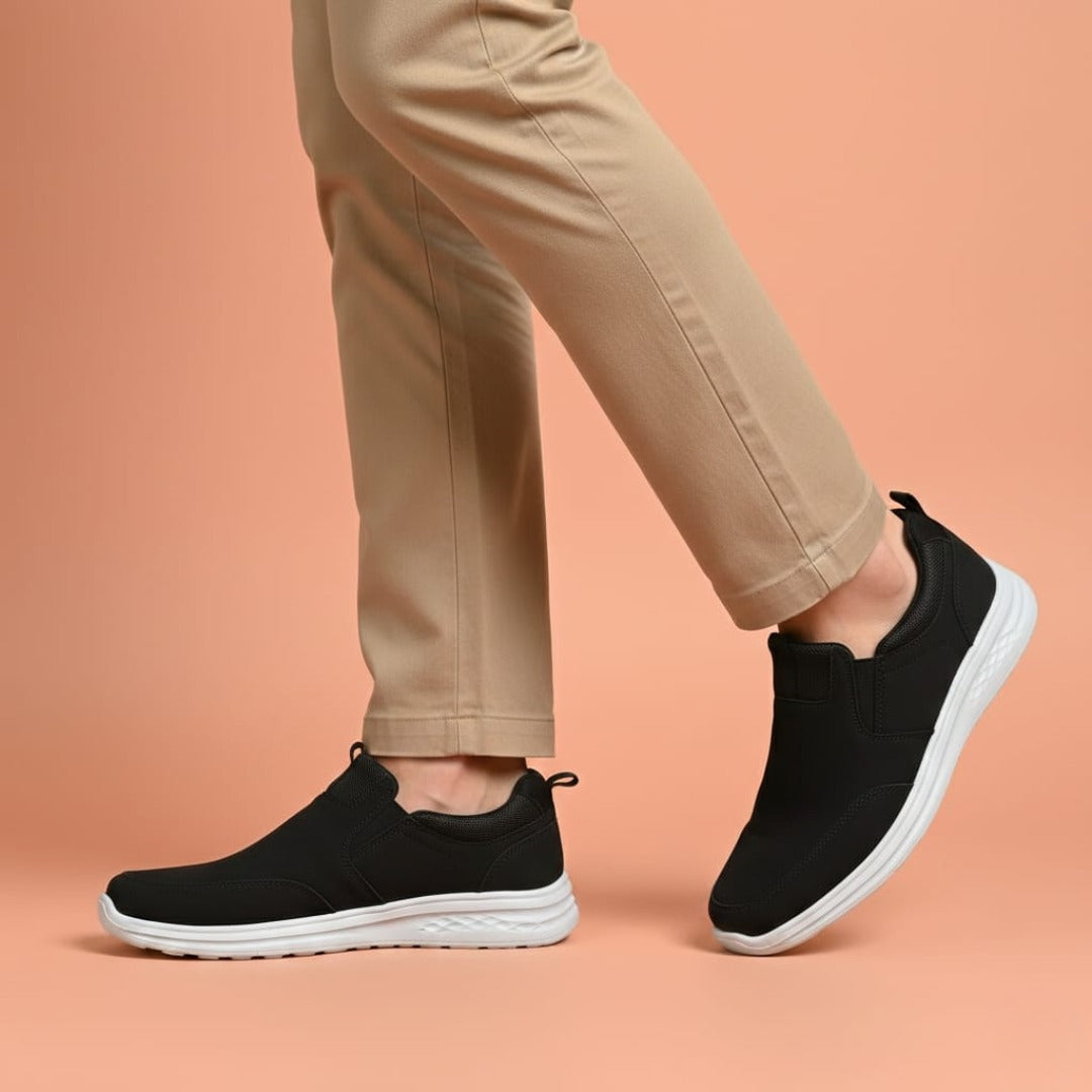 Alayna Fashion | The Onyx Core Slides – Men’s Essential All-Black Cross-Strap Mules