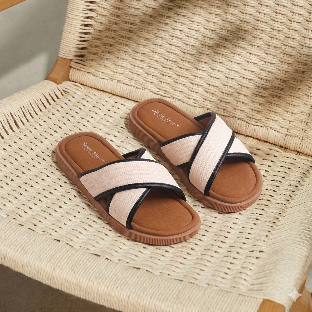 Alayna Fashion | Cross-Strap Slides – Comfortable Flat Casual Sandals