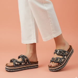 Minimalist ivory white carpet slippers with soft sole and closed-toe design