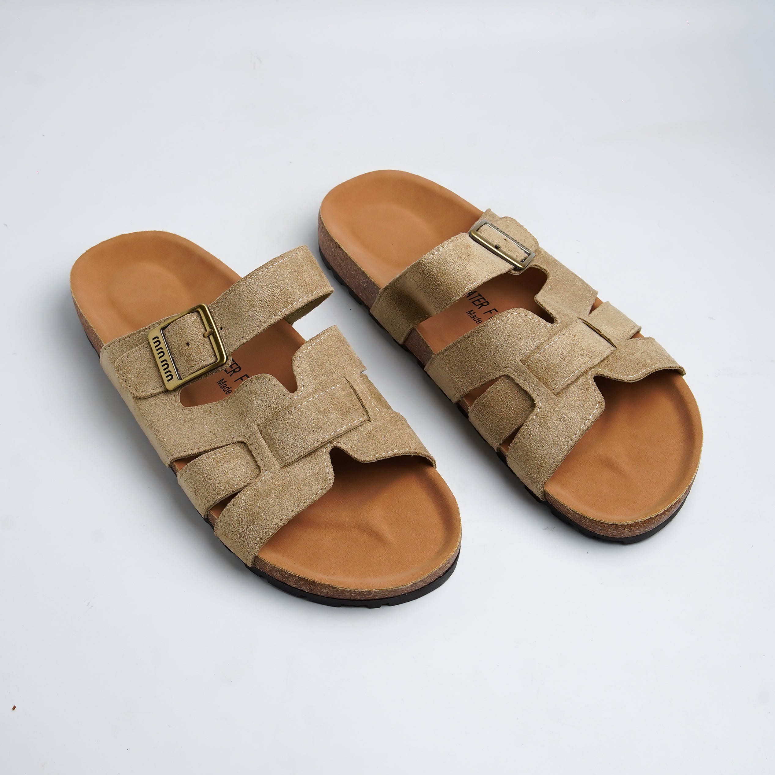 Alayna Fashion | Premium Suede H-Strap Adjustable Cork Slides