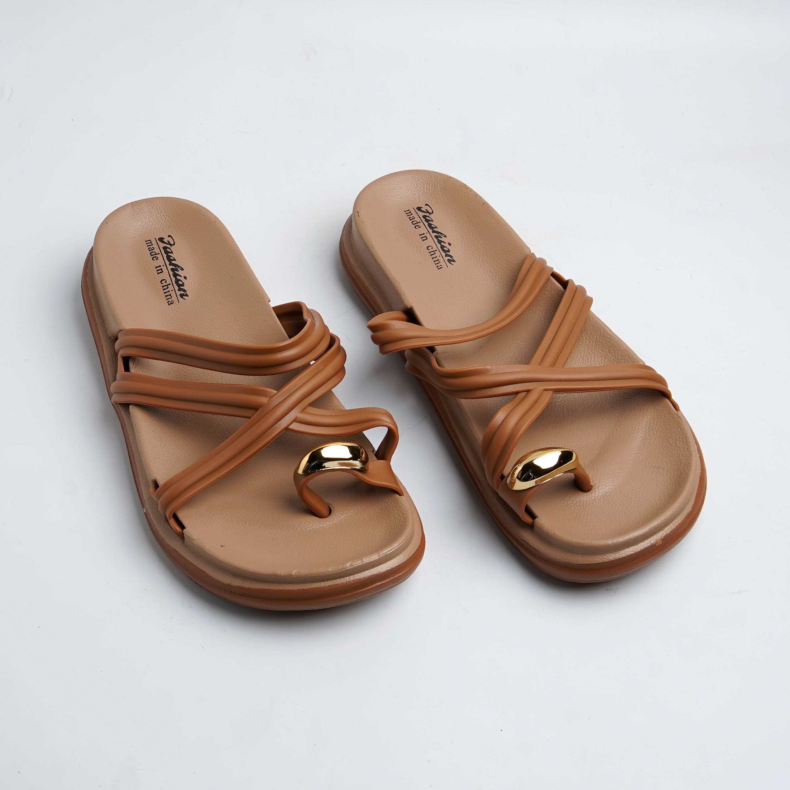 Alayna Fashion | Chic Multi-Strap Criss-Cross Sandals with Gold Toe-Loop
