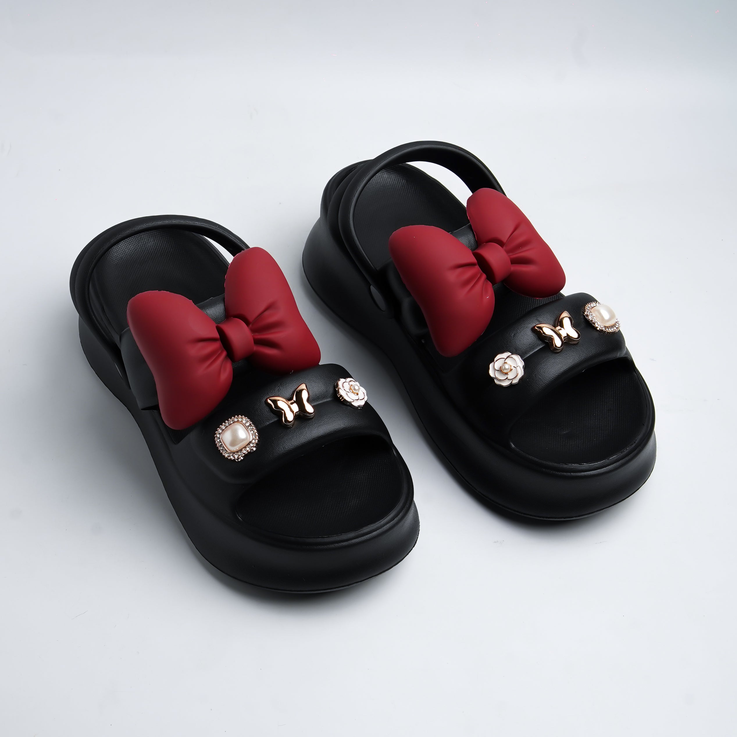 Alayna Fashion | Elegant Pearl & Gemstone Multi-Strap Flat Sandals