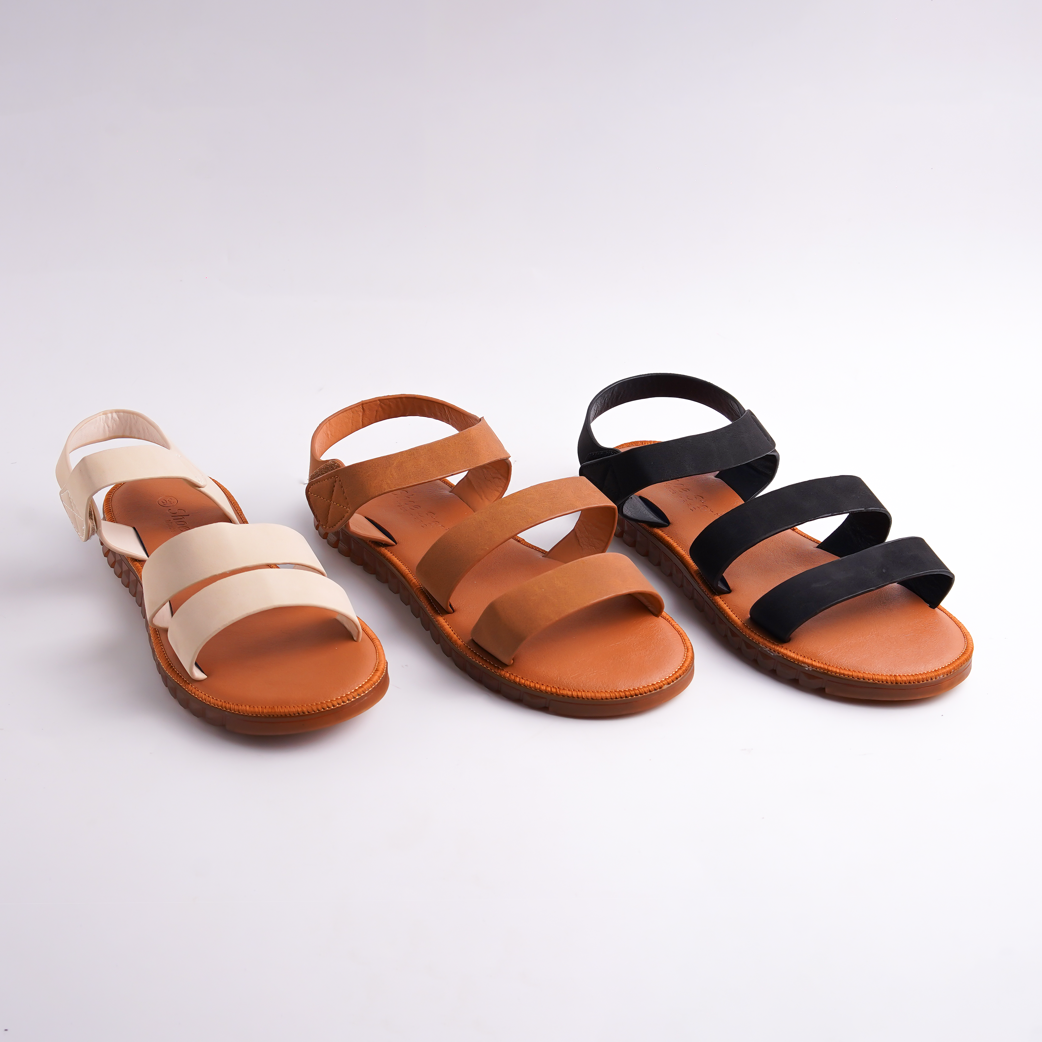 Alayna Fashion | Classic Double-Strap Comfort Flats – Cream, Tan & Black