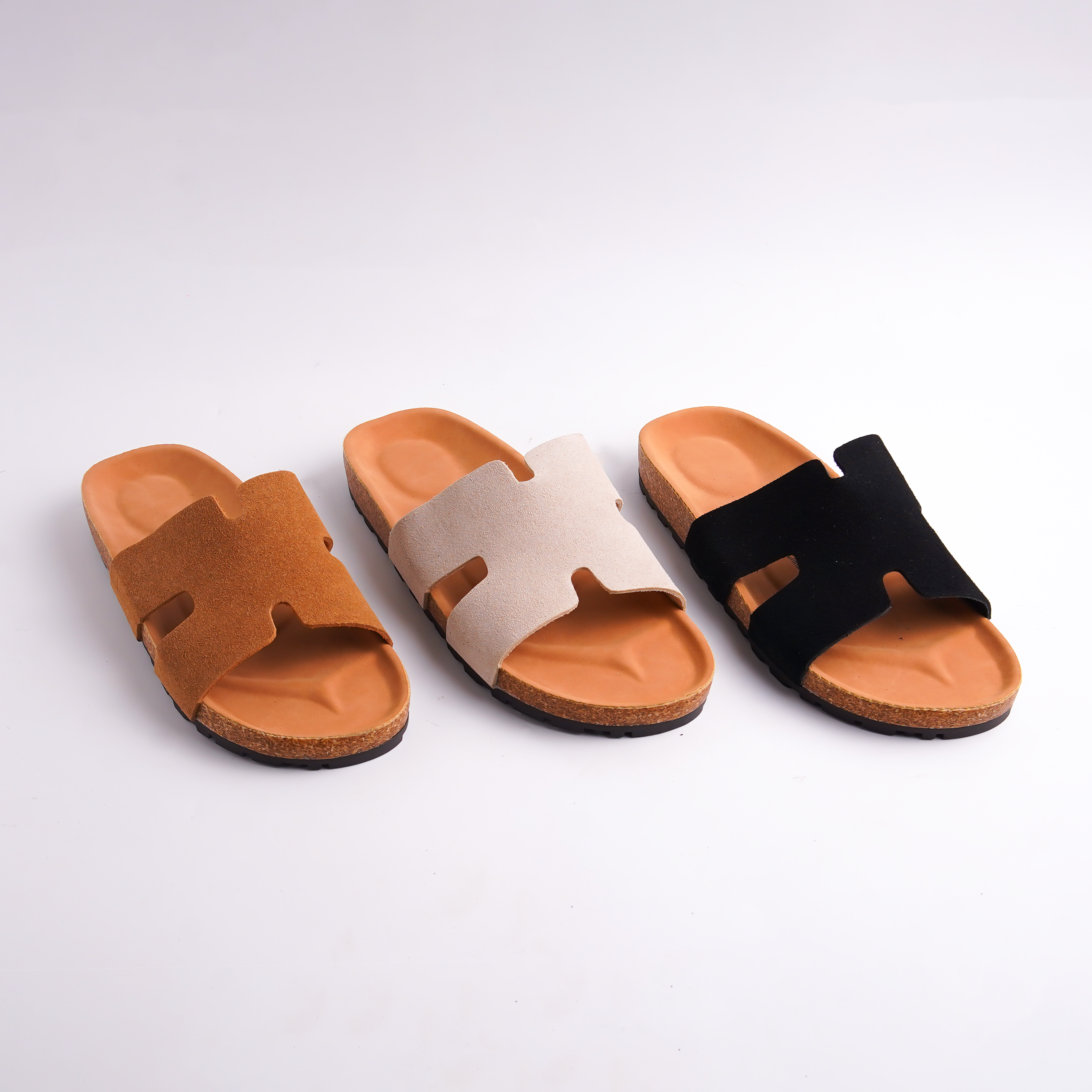 Alayna Fashion | Suede H-Strap Cork Slides – Minimalist Comfort in 3 Colors