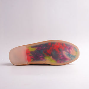 Backside profile of Nude Tan Loafer showing smooth leather-look upper and flat heel, elegant flats.