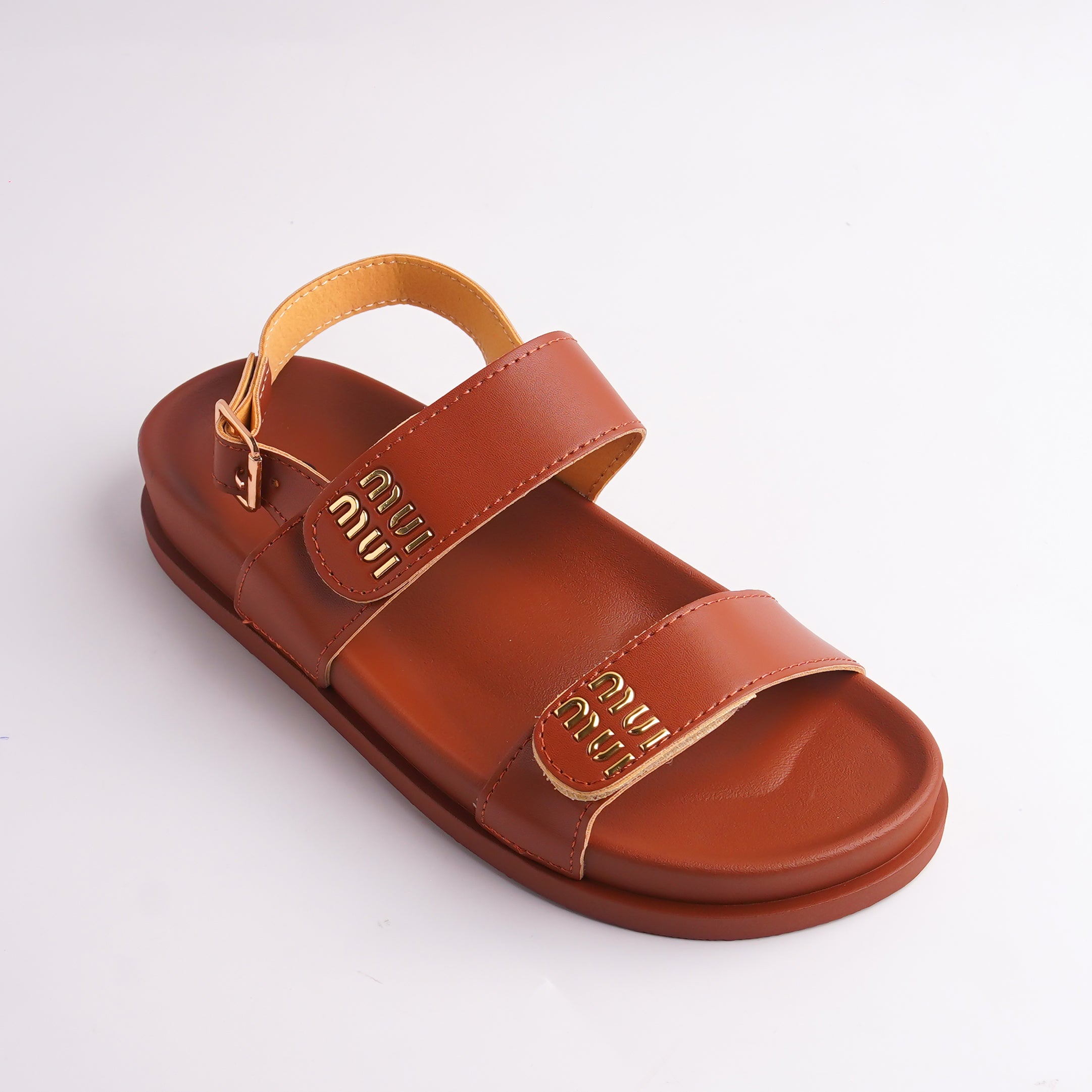 Bottom view of the Brown Two-Strap Sandal showing the anti-slip ridged sole.