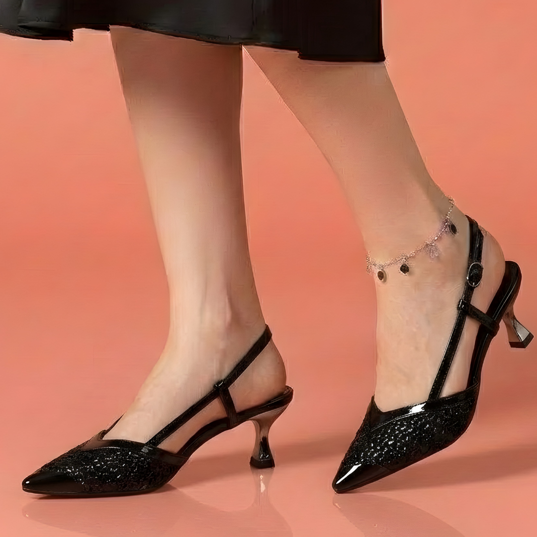 Alayna Fashion | The Gliss-Lux Metallic Heels – Shimmering Tubular Cross-Strap Sandals