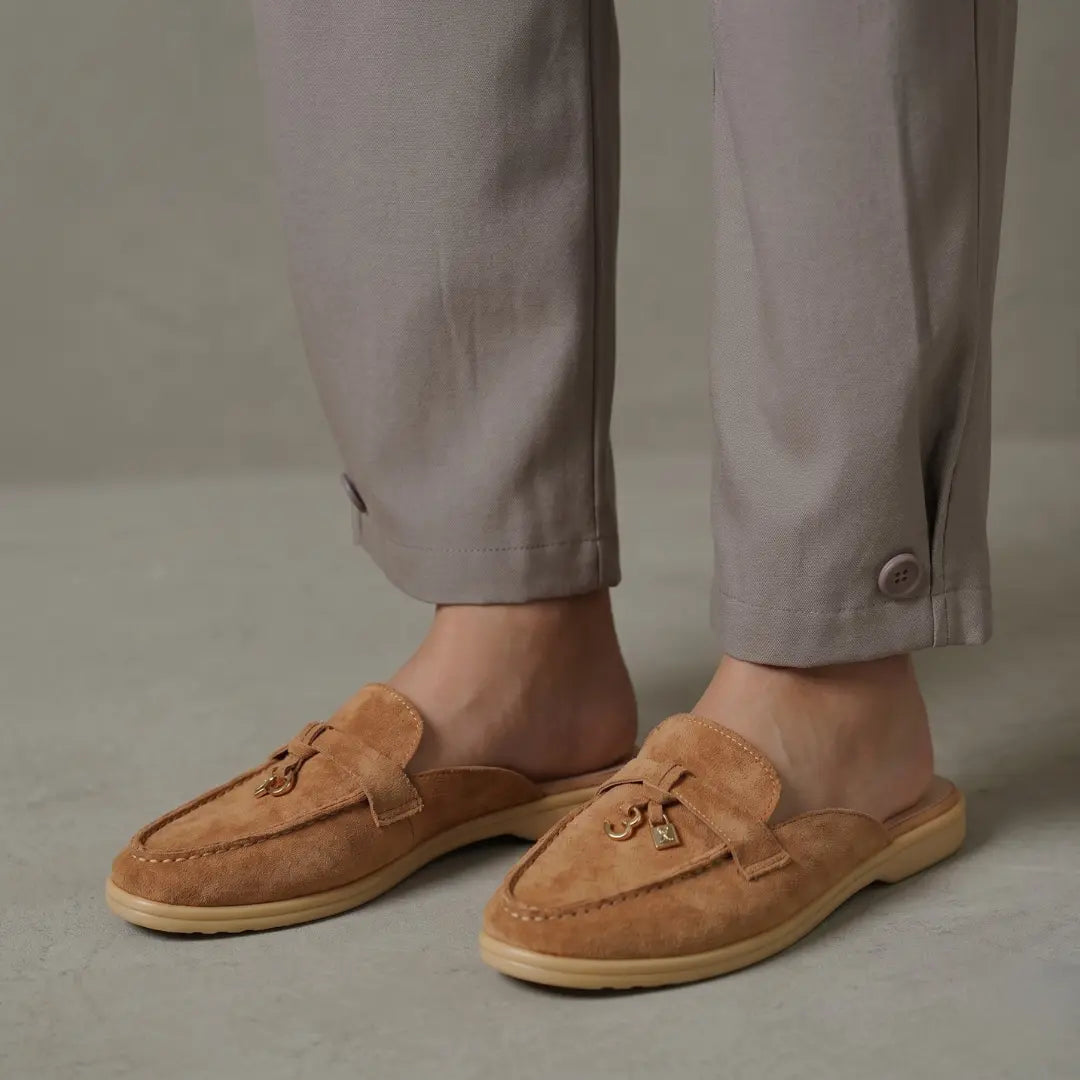 Alayna Fashion | Suede Backless Tassel Loafer Mules – Slip-On Flats