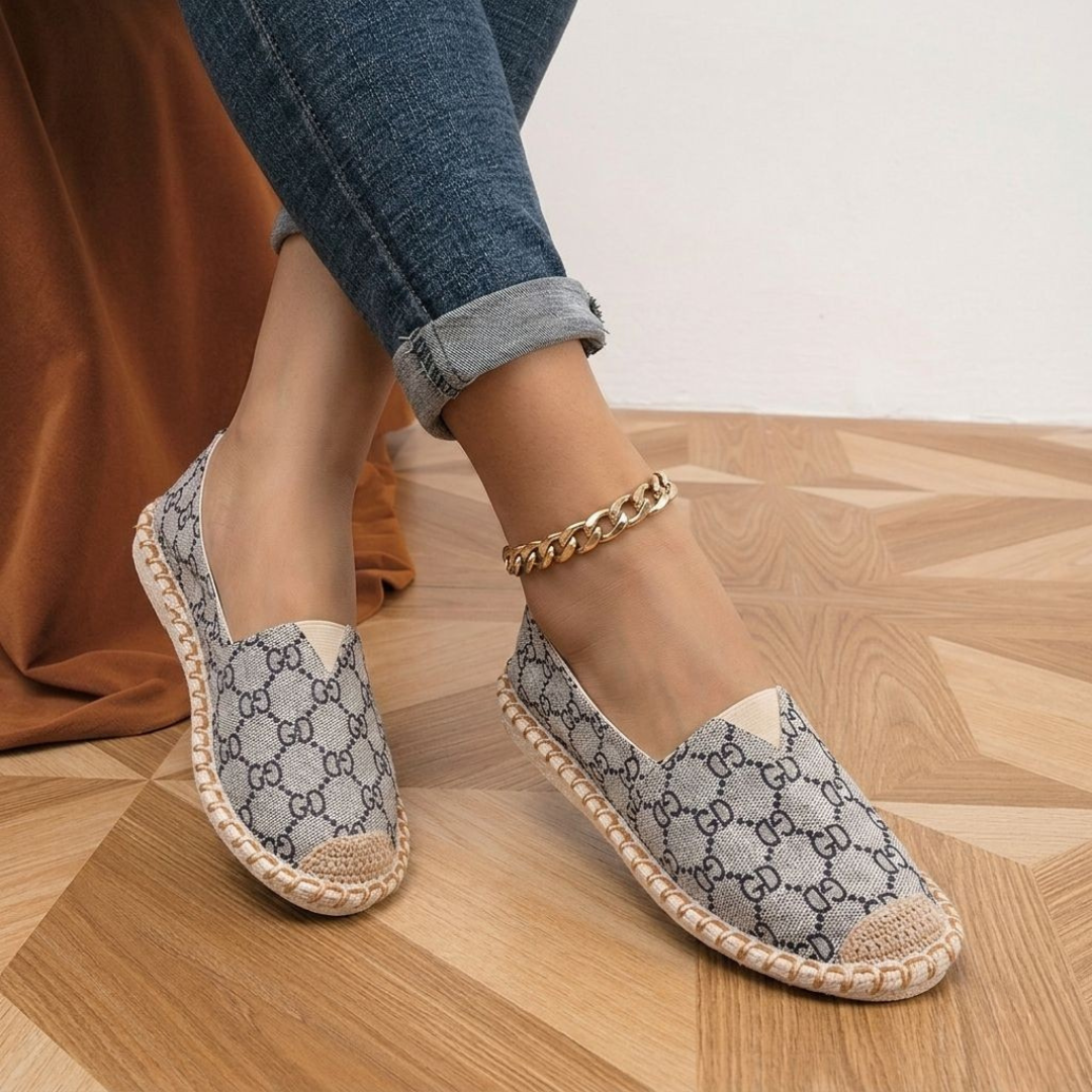 Alayna Fashion | Woven GD Pattern Espadrille Slip-Ons – Casual Jute Flats