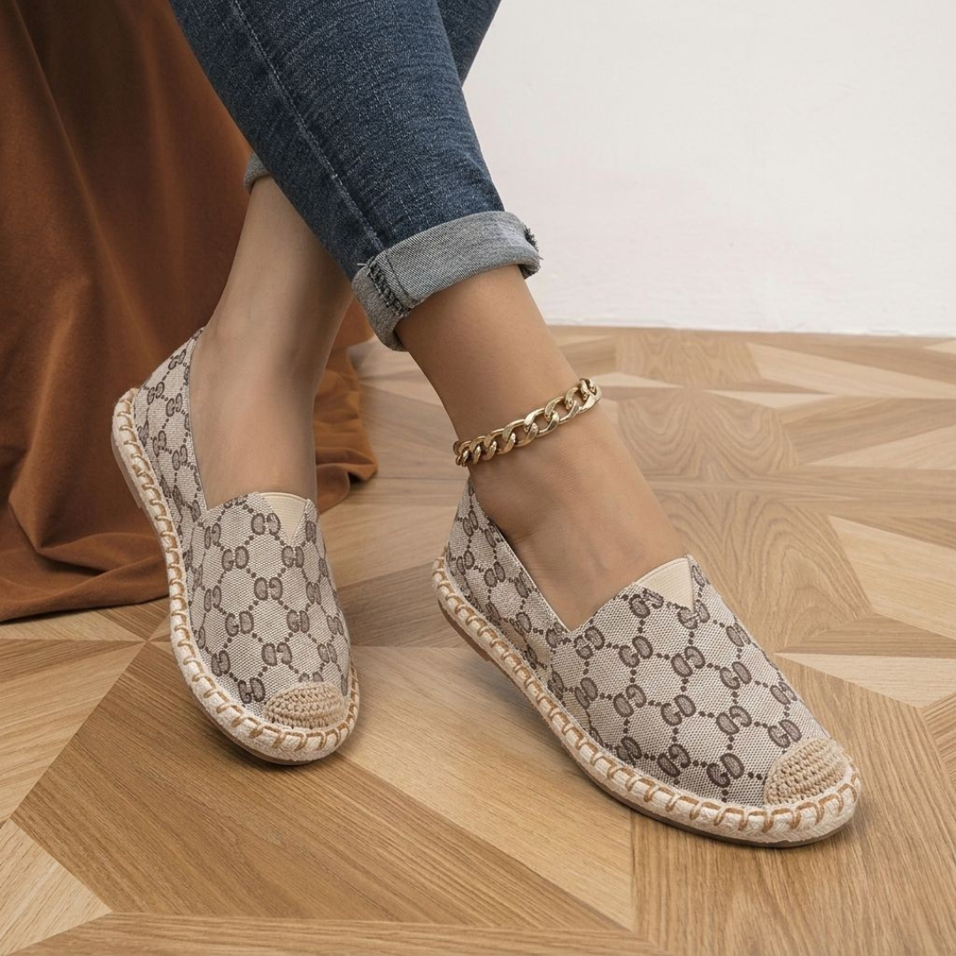 Alayna Fashion | Woven GD Pattern Espadrille Slip-Ons – Casual Jute Flats