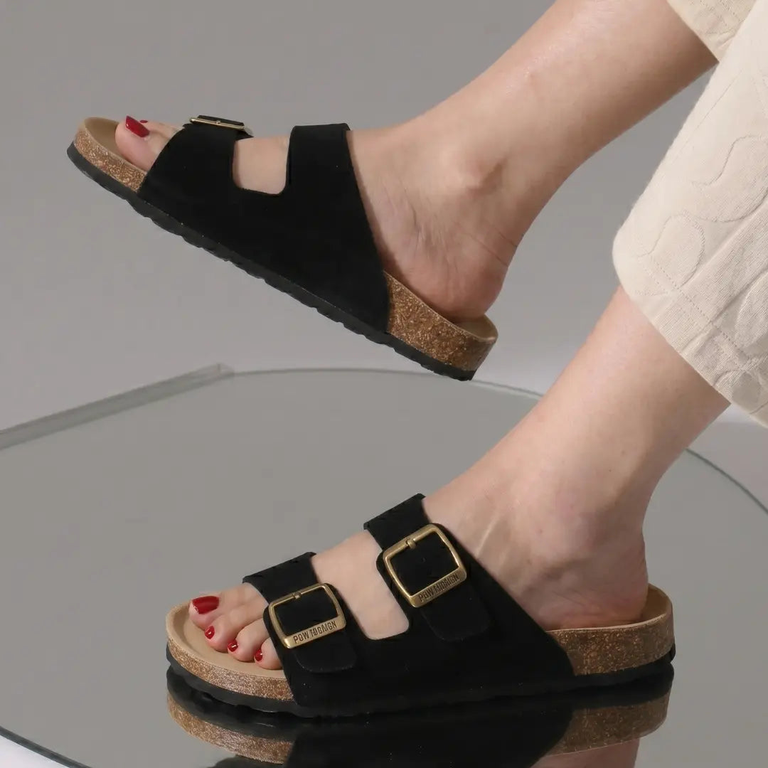 Alayna Fashion | Classic Double-Strap Adjustable Suede Cork Sandals