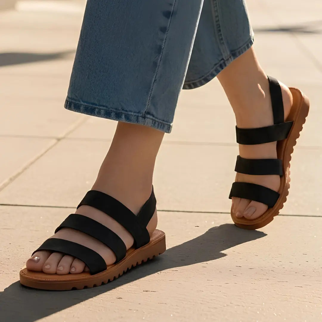Alayna Fashion | Classic Double-Strap Comfort Flats – Cream, Tan & Black