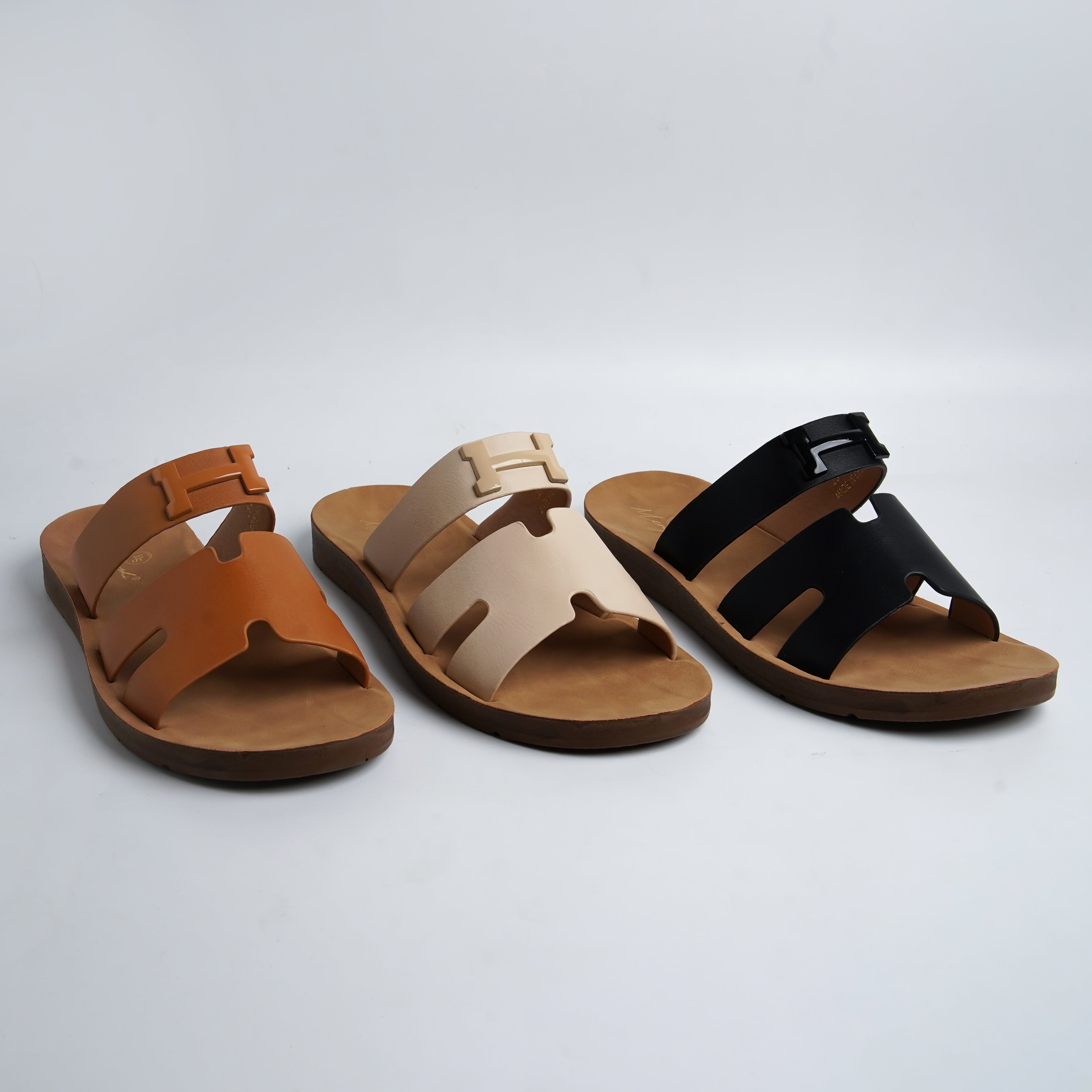 Alayna Fashion | Elegant Minimalist H-Strap Leather Fashion Slides