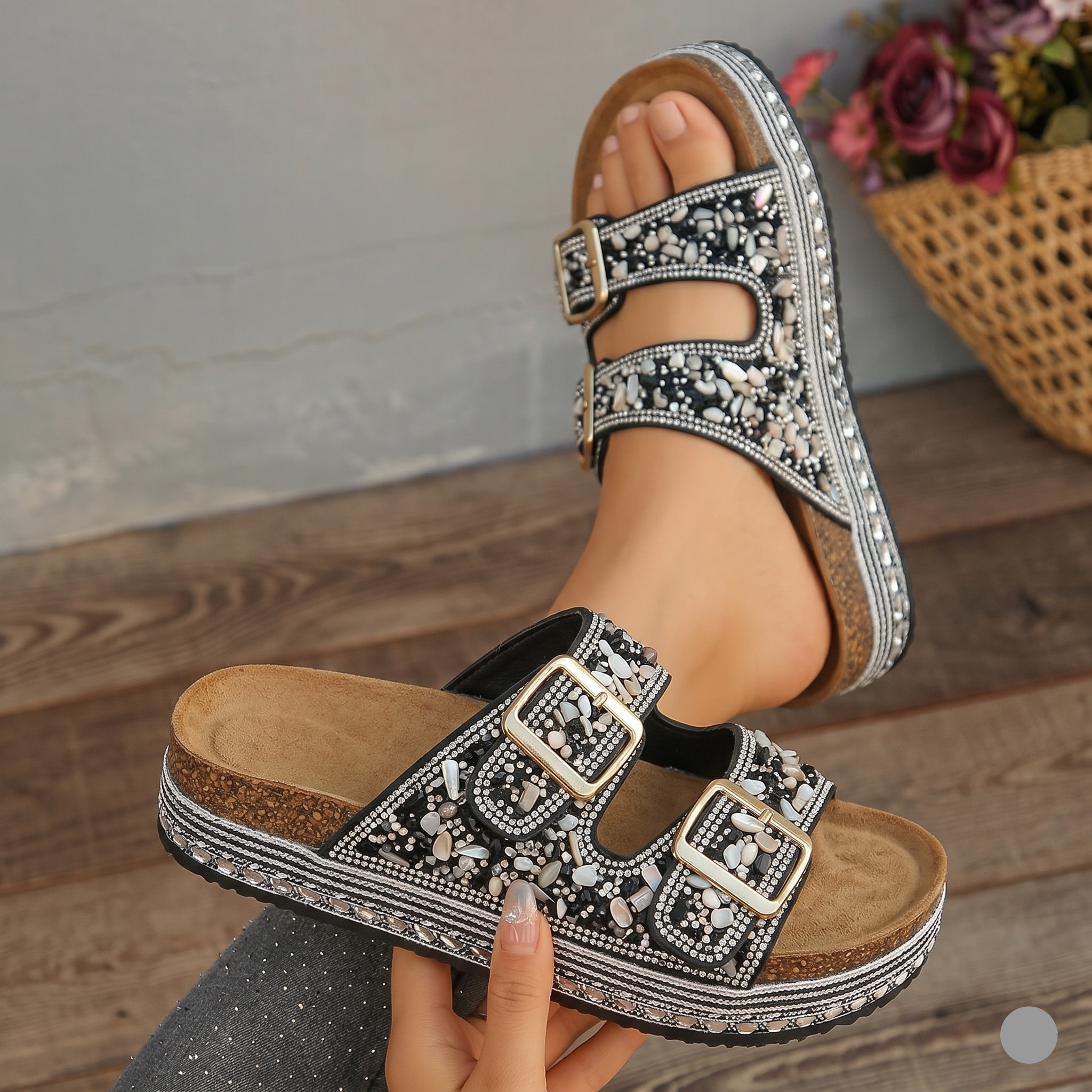 Alayna Fashion | The Lumina-Med High-Glow Platforms – Jewel-Encrusted Medicated Comfort Sandals