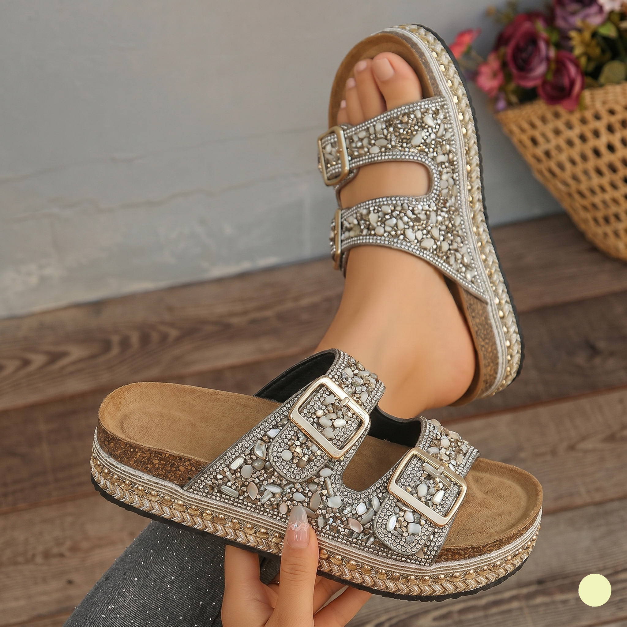 Alayna Fashion | The Lumina-Med High-Glow Platforms – Jewel-Encrusted Medicated Comfort Sandals