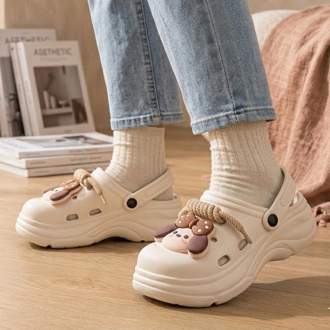 Alayna Fashion | Platform Clogs with Cute Charm & Laces – Chunky Style