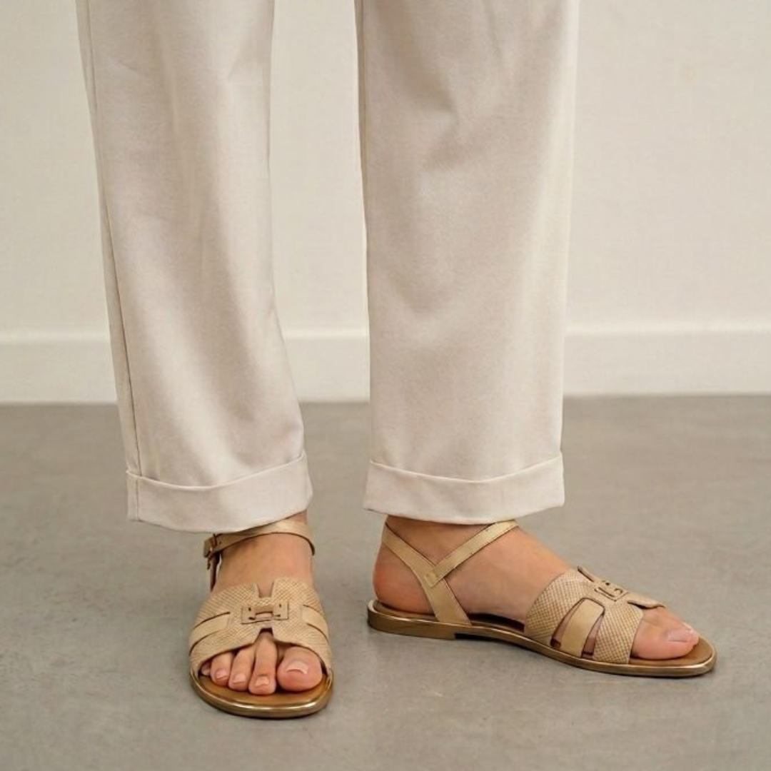 Alayna Fashion | The Heritage H-Strap Ankle Sandals – Laser-Cut Adjustable Summer Flats
