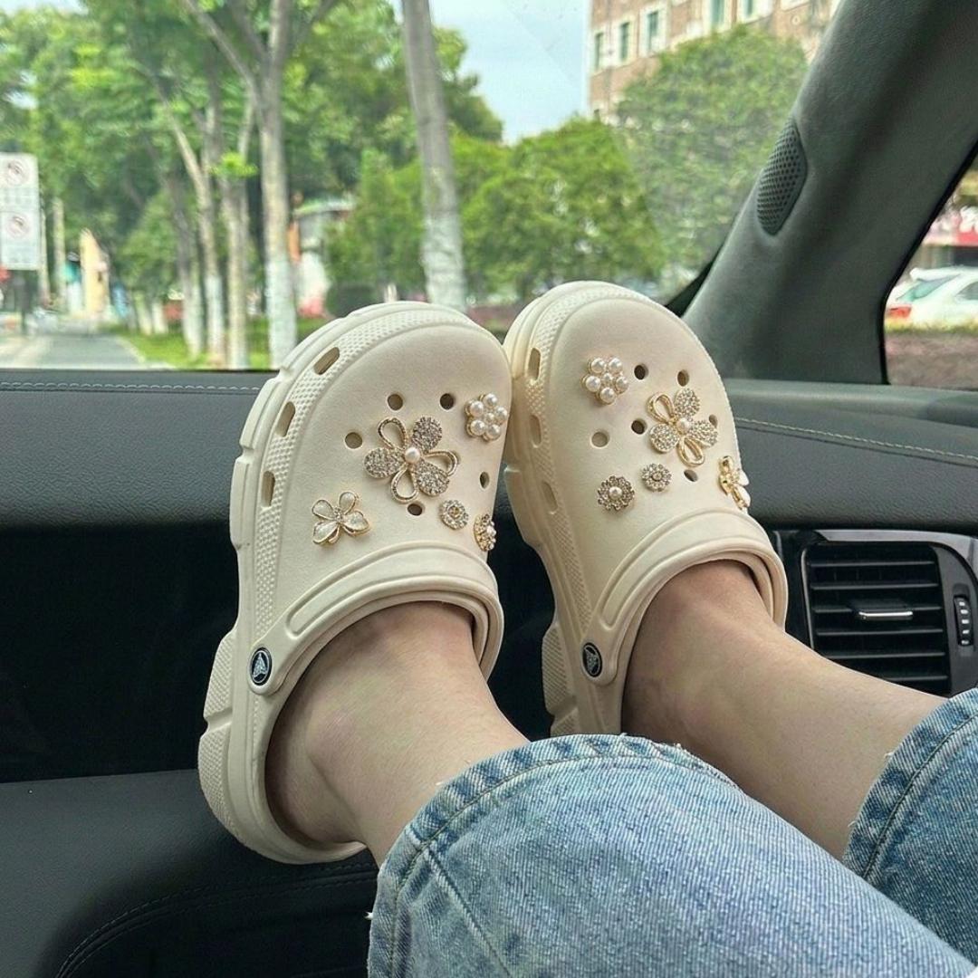 Alayna Fashion | Radiant Rhinestone Criss-Cross Cork Footbed Slides