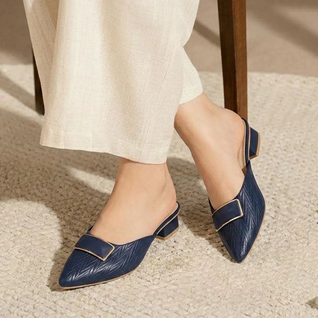 Alayna Fashion | Aura-Lux Gilded-Heels – Quilted Square-Toe Padded Sandals