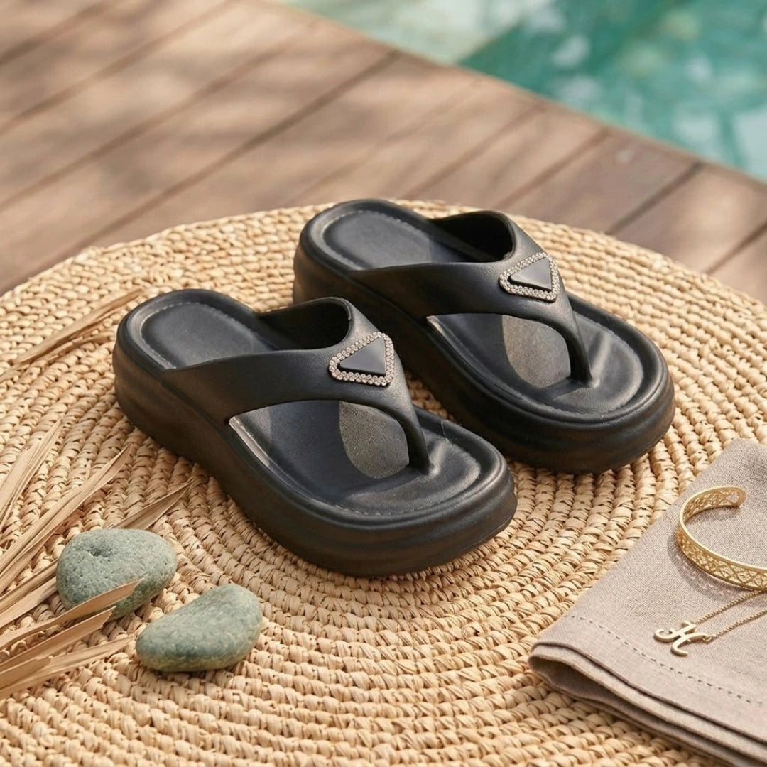 Alayna Fashion | Platform Thong Slides – Dazzling Rhinestone Flip-Flops