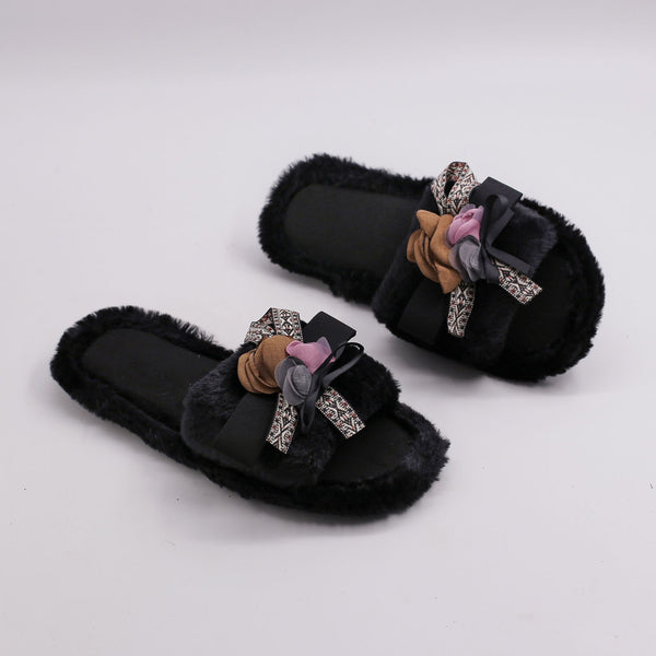 3d floral Comfy Fur Slipper