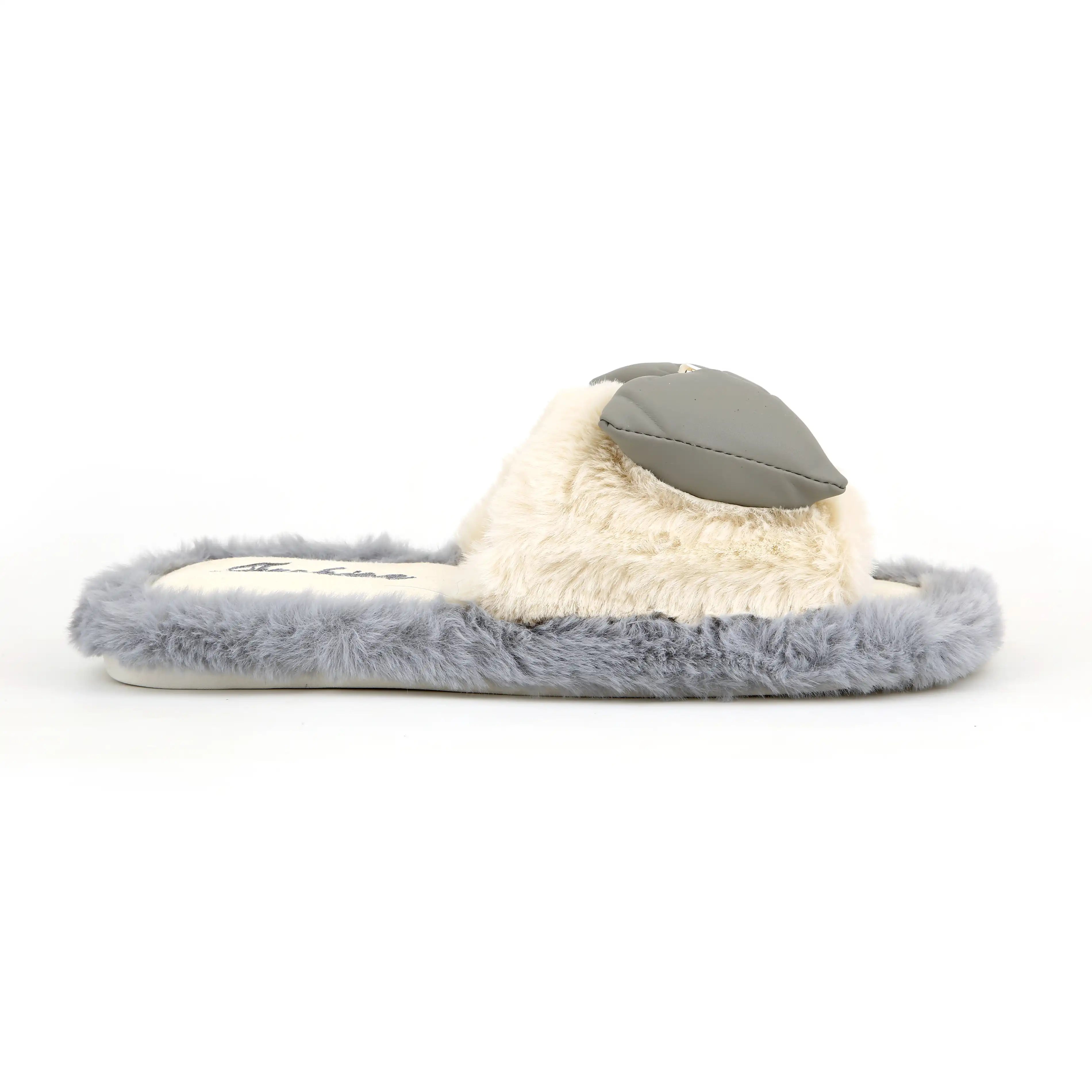 Winter Fur Slides FLS-715 - Grey
