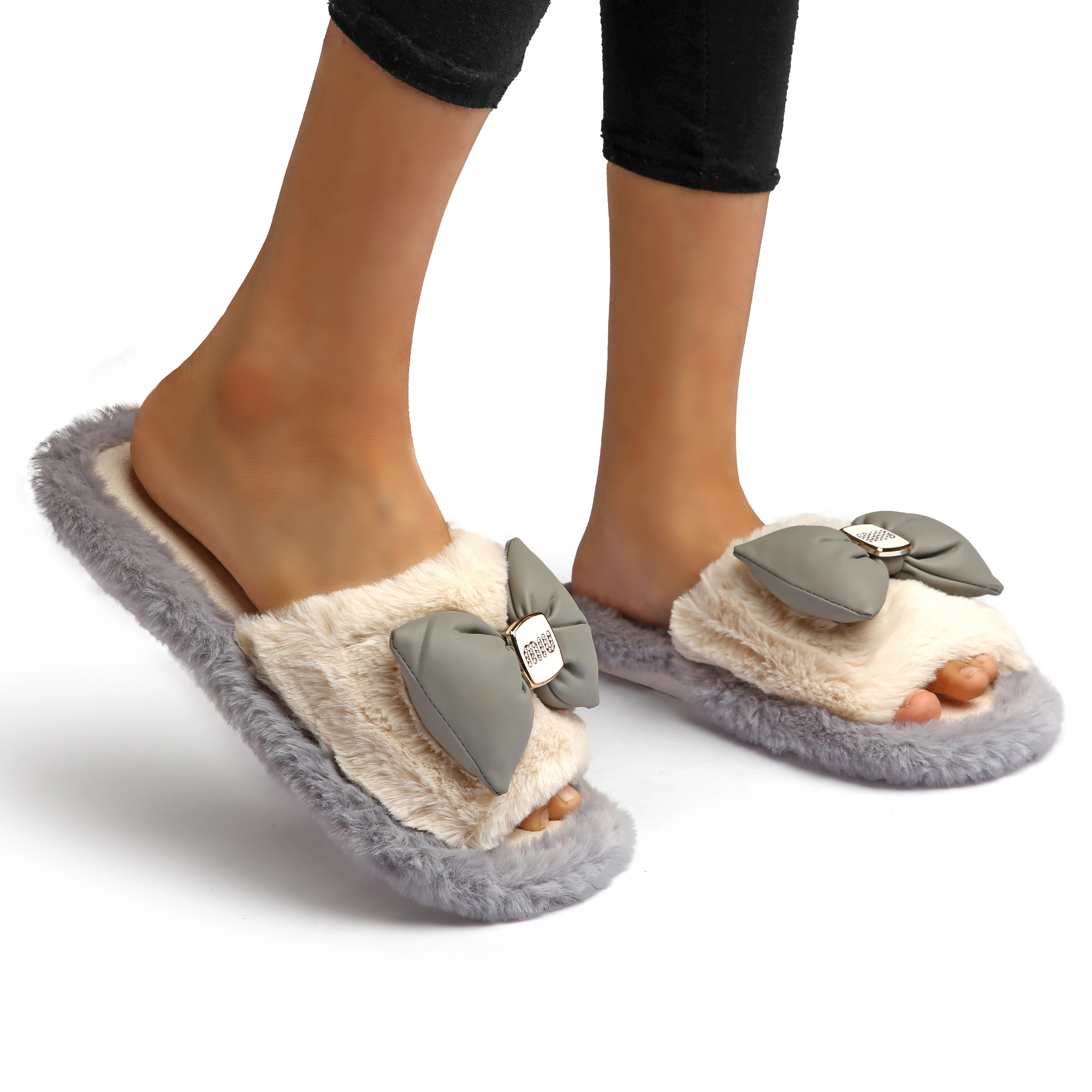 Winter Fur Slides FLS-715 - Grey