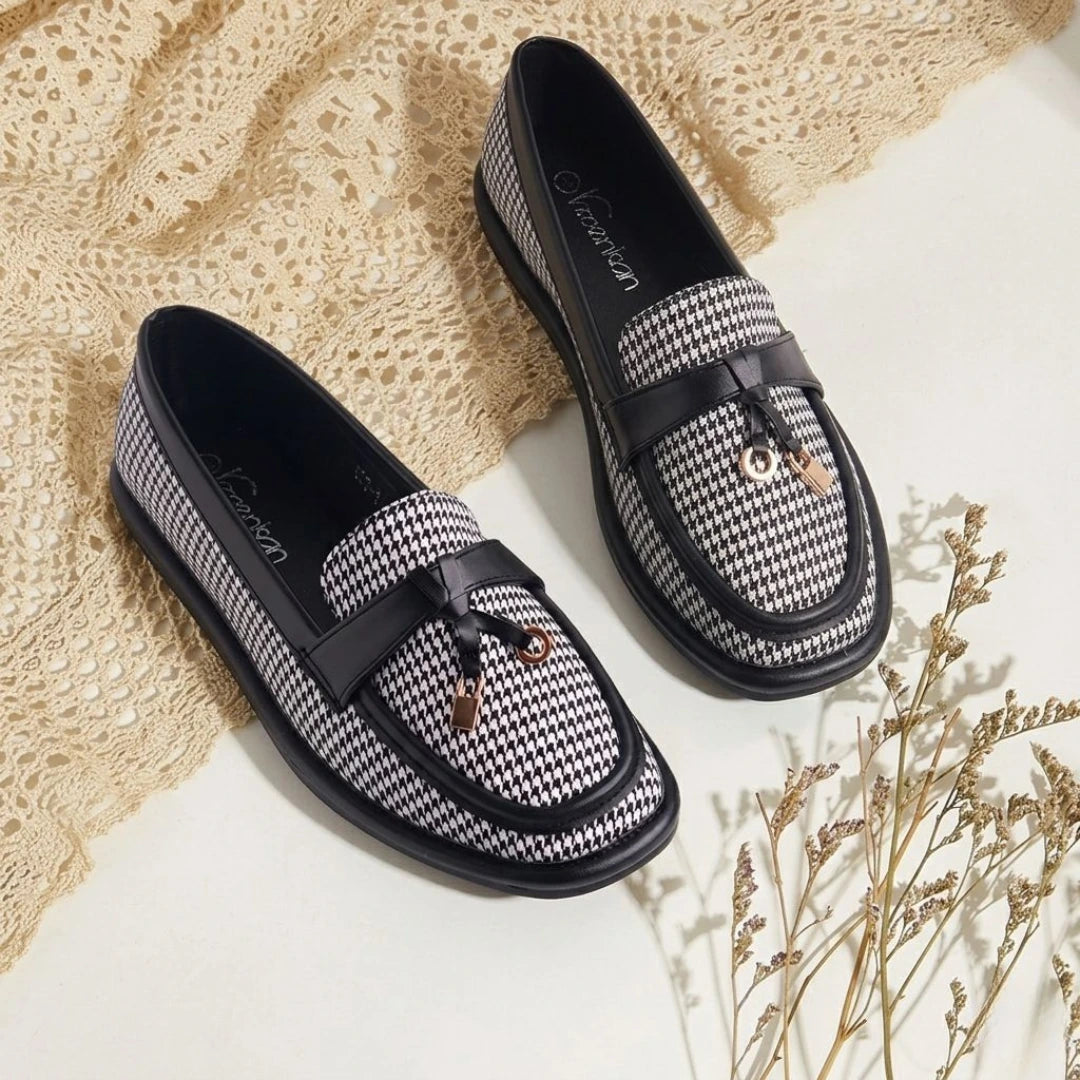 Alayna Fashion | Women's Houndstooth Loafers – Casual Shoes