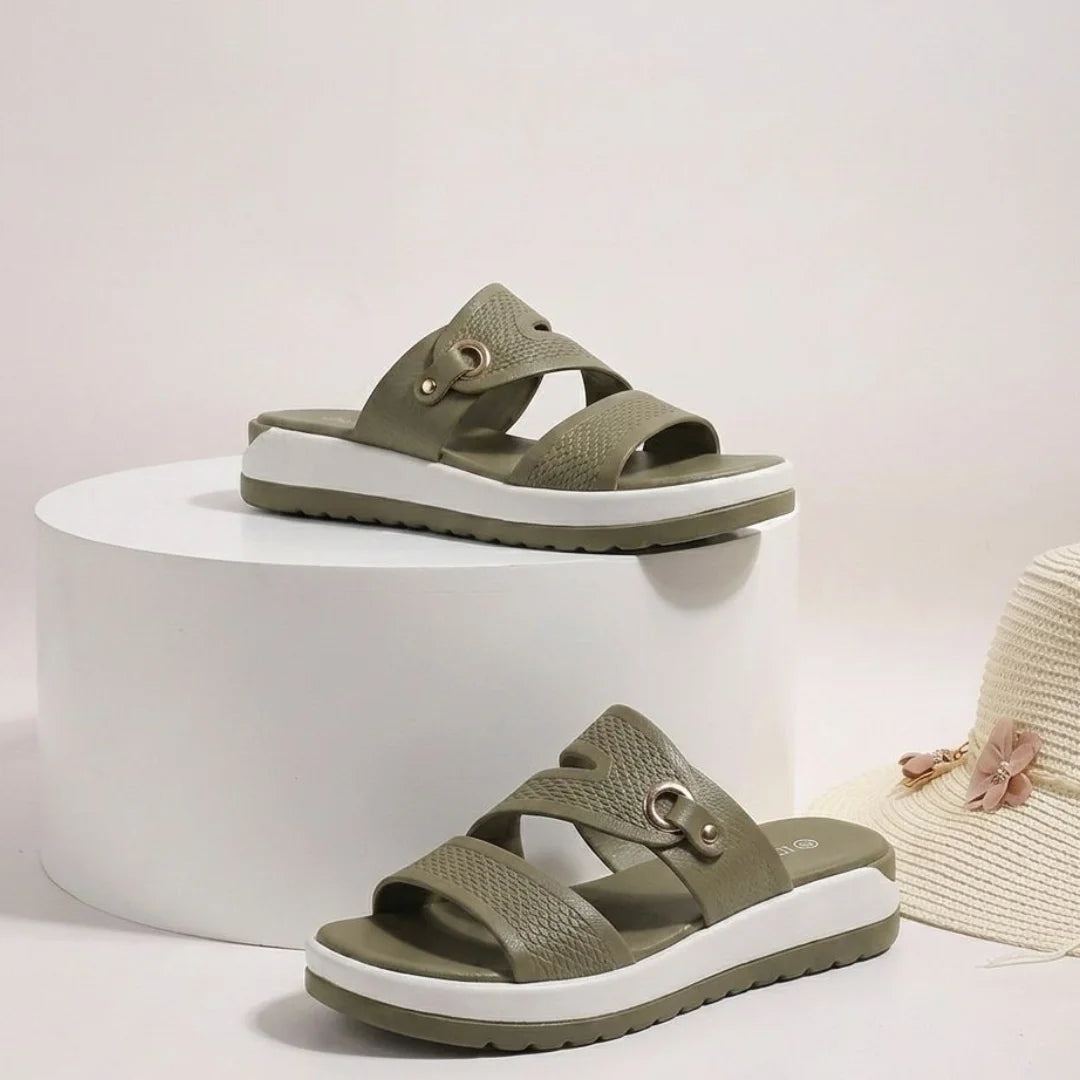 Alayna Fashion | The Zen-Flow Sculpted Platforms – Ergonomic Triple-Strap Comfort Slides