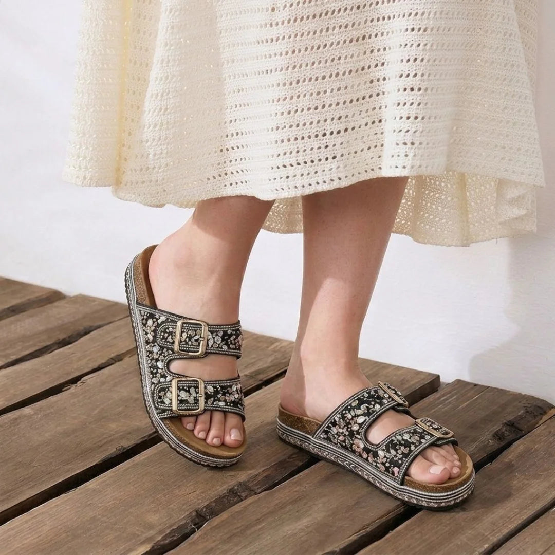 Alayna Fashion | The Lumina-Med High-Glow Platforms – Jewel-Encrusted Medicated Comfort Sandals