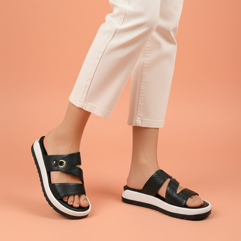 Alayna Fashion | The Zen-Flow Sculpted Platforms – Ergonomic Triple-Strap Comfort Slides
