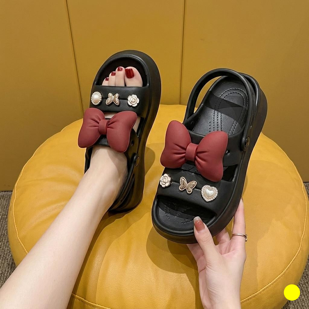 Alayna Fashion | Elegant Pearl & Gemstone Multi-Strap Flat Sandals